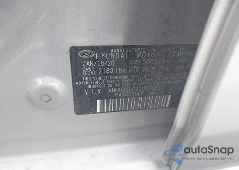 2020 Hyundai Elantra Gt из США, поврежденный, VIN KMHH35LE9LU137851